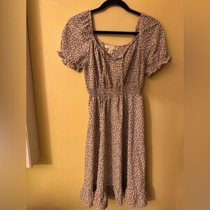 floral Midi/Maxi printed dress cottage core whiten puff sleeve small